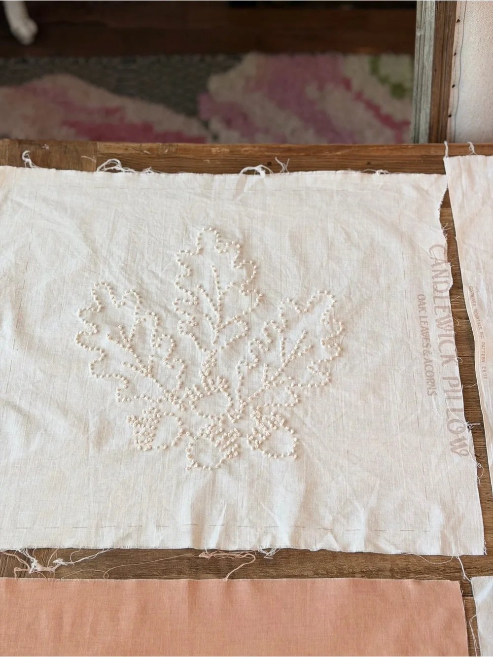 7 Vintage 80’s Candlewicking Embroidery Pillow Fronts. 16x16 | Shabby Chic